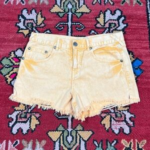 Free People Over Dyed Orange Jean Shorts